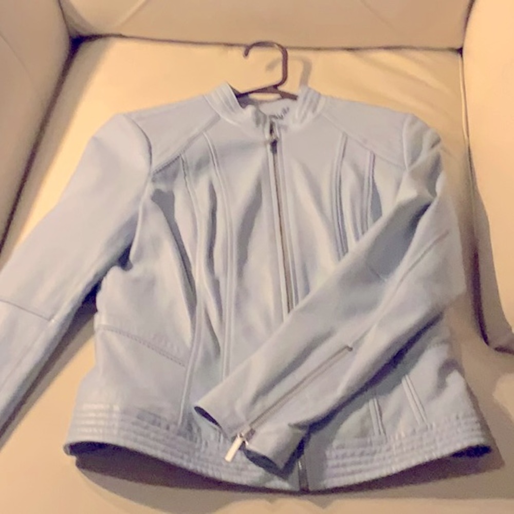 Leather lined Got It Love It powder blue jacket